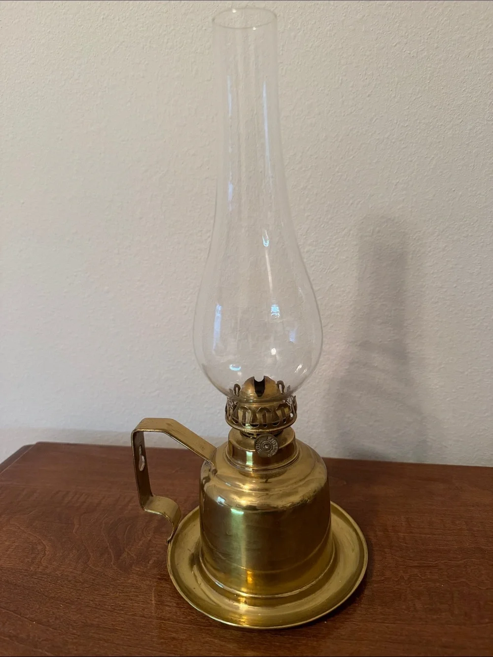 Brass Oil Lamp with Clear Glass Chimney - Classic Home Accent
